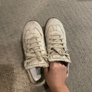Maison Margiela Off-white Linen Replica Sneakers In T8041 White Sand